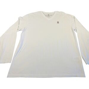 Psycho Bunny Mens White Long Sleeve Pima Cotton V Neck Tee Shirt Size XXL**NWOT